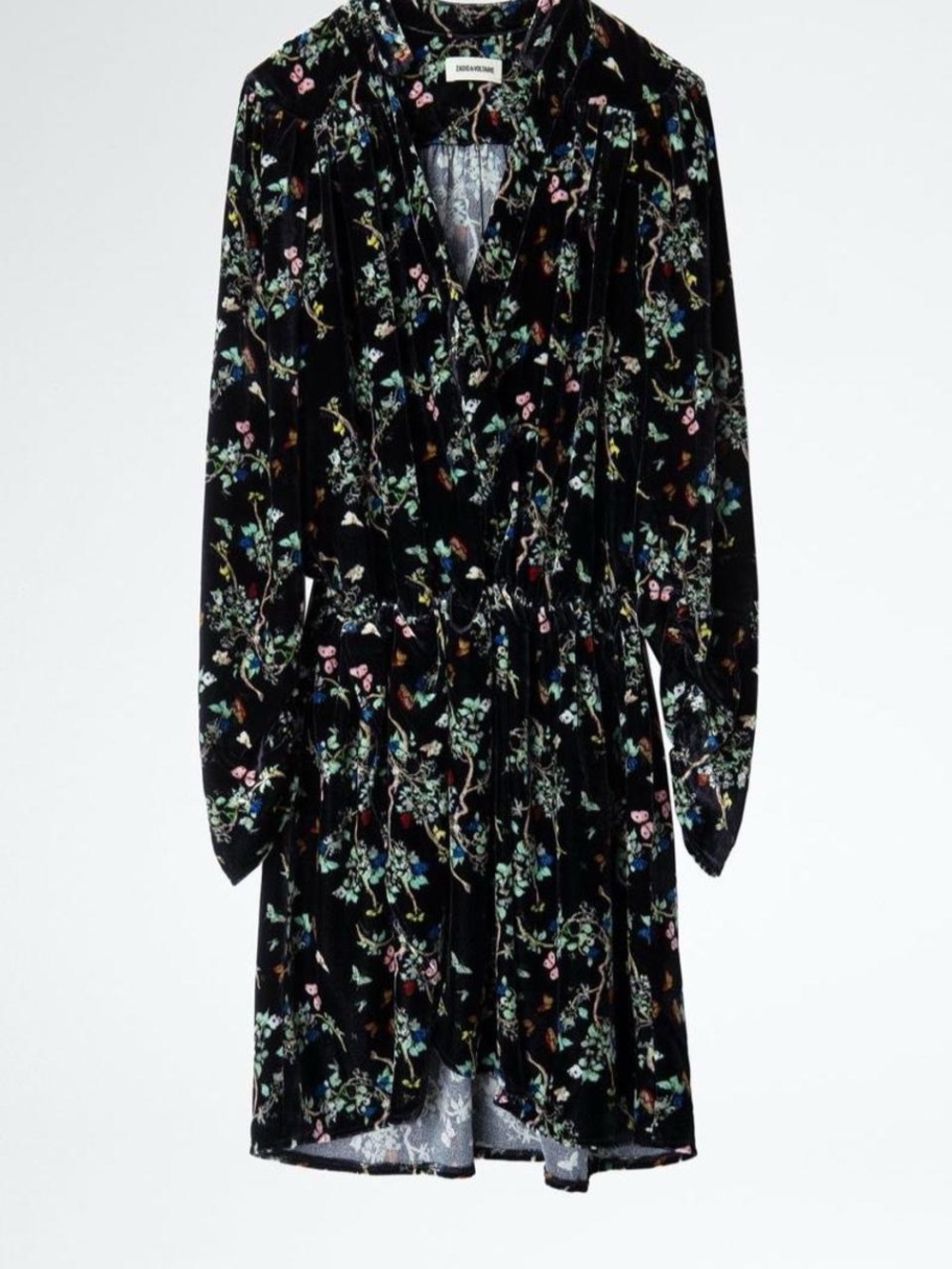 Zadig & Voltaire Black Velvet Floral Wrap Dress